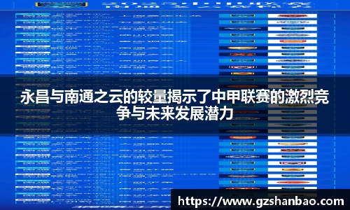 永昌与南通之云的较量揭示了中甲联赛的激烈竞争与未来发展潜力