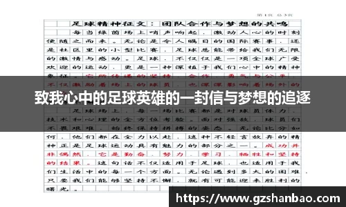 致我心中的足球英雄的一封信与梦想的追逐